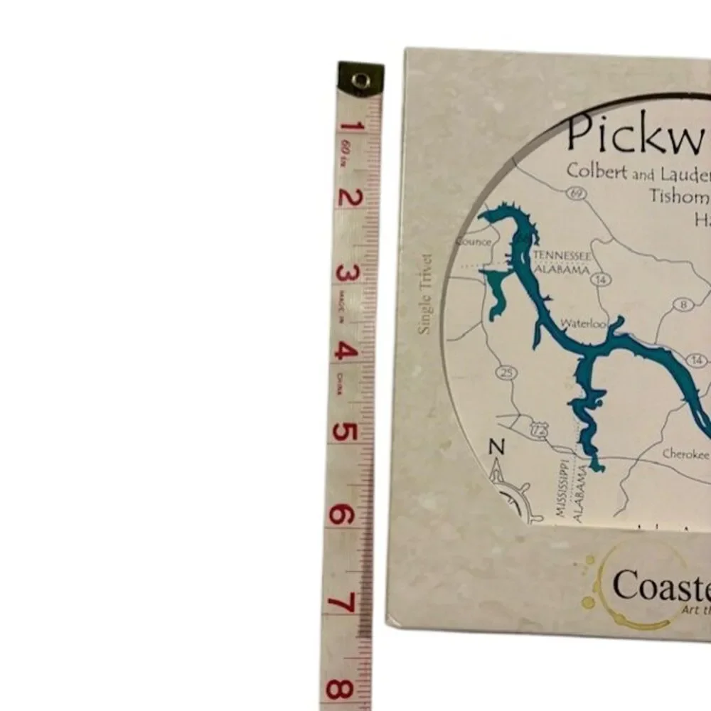 CoasterStone Pickwick Lake Map Trivet Absorbent Stone USA New
